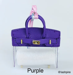 LASHPIRE® Designer Luxury Bag Charm Woven Leather Mini Handbag BK Transparent Candy Birkin H Bag Charm Pendant Car Keychain Earphone Makeup Miniature Bag