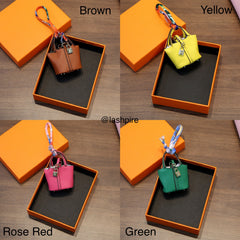 LASHPIRE® Designer Luxury Bag Charm Leather Mini Handbag Lindy H Bag Charm Pendant Car Keychain Earphone Makeup Miniature Bag Vegetable Basket