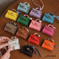 LASHPIRE® Designer Luxury Bag Charm Leather Mini Handbag Kelly H Bag Charm Pendant Car Keychain Earphone Makeup Miniature Bag