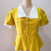 (BRAND NEW) Mustard Preppy Collar Blouse