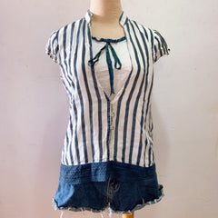 (PRELOVED) Blue White Stripped Blouse