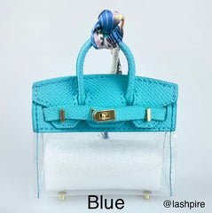 LASHPIRE® Designer Luxury Bag Charm Woven Leather Mini Handbag BK Transparent Candy Birkin H Bag Charm Pendant Car Keychain Earphone Makeup Miniature Bag