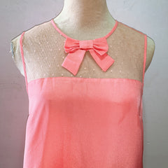 (BRAND NEW) Pink Polkadot Mesh Sleeveless Blouse