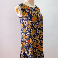 (BRAND NEW) Blue Floral Sleeveless Peplum Dress