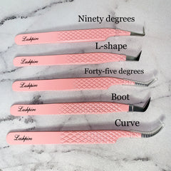 Baby Pink Fiber Tip Eyelash Extension Tweezers (Ultra Precision Collection)