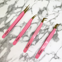 (MARKDOWNS) Pink Fiber Tip Eyelash Extension Tweezers (Pink Vision Collection)