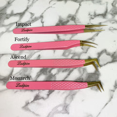(MARKDOWNS) Pink Fiber Tip Eyelash Extension Tweezers (Pink Vision Collection)