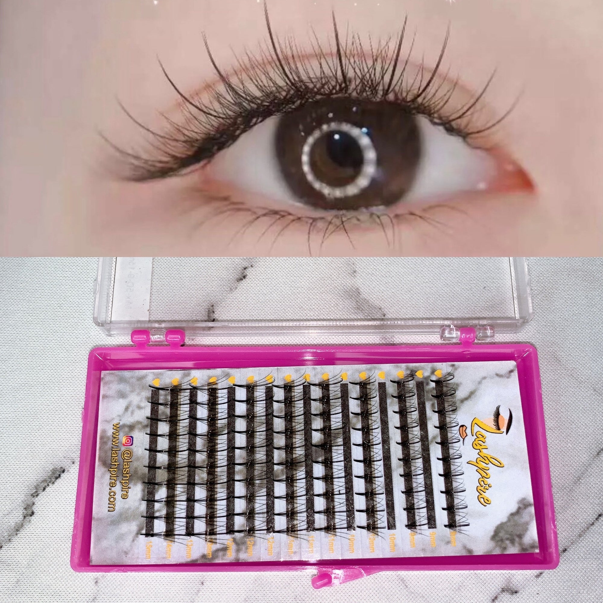 LASHPIRE® ECO COLLECTION 0.07mm MIX LENGTH Pro-made Ready made Katun Wispy 5D Premade Spikes Volume Fans Lash Tray