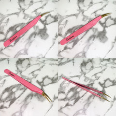 (MARKDOWNS) Pink Fiber Tip Eyelash Extension Tweezers (Pink Vision Collection)