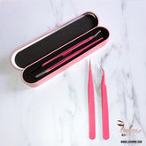 2pc/set Pink Tweezers with Hard Casing - Lashpire