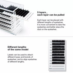 5-Layer Eyelash Acrylic Lash Tray Holder - Transparent - Lashpire
