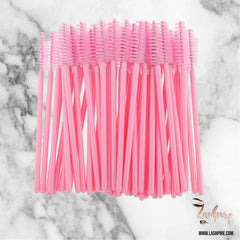 Solid Pink Eyelash Mascara Wands Spoolie Brush - 100 pcs - Lashpire