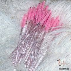 Pink Glitter Eyelash Mascara Wands Spoolie Brush - 50 pcs - Lashpire