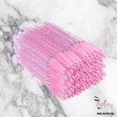 Pink Glitter Eyelash Mascara Wands Spoolie Brush - 50 pcs - Lashpire