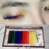 C CURL 0.07mm SINGLE LENGTH Rainbow Colorful Easy Fan Fast-fanning Lash Tray