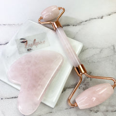 LASHPIRE® Rose Quartz Facial Jade Roller Gua Sha Set
