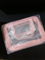 Pink Portable Travel Transparent Waterproof Makeup Storage Pouch Bag Large Capacity Cosmetic Organizer Beauty Case