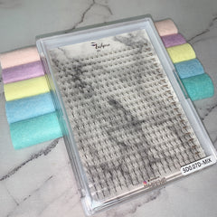 LASHPIRE® 5D Premade Fans XL Tray 0.07mm MIX LENGTH Pro-made Ready made 5D Premade Volume Fans Lash Tray