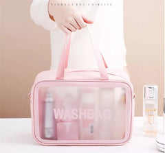 Pink Portable Travel Transparent Waterproof Makeup Storage Pouch Bag Large Capacity Cosmetic Organizer Beauty Case