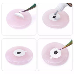 Pink Jade Stone Glue Pallet Holder For Eyelash Extensions - Lashpire