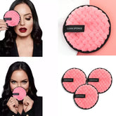 Pink Microfiber Facial Cleaner Towel Makeup Remover Face Cleansing Sponge Puff Reusable Cosmetic Puff Cleaning Pad