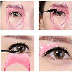 3 in 1 Mascara Shield Applicator Eyelash Curler Comb Lashes Curve Comb Guide Eyelashes Tool Easy Mascara Application