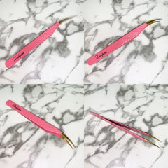 Pink Fiber Tip Eyelash Extension Tweezers (Pink Vision Collection)