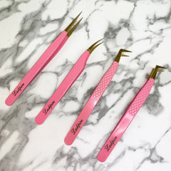 Pink Fiber Tip Eyelash Extension Tweezers (Pink Vision Collection)