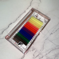 C CURL 0.07mm SINGLE LENGTH Rainbow Colorful Easy Fan Fast-fanning Lash Tray