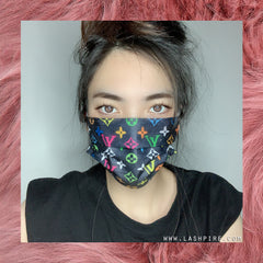 Black LV Luxury Designer 3-Ply Non-woven Protective Face Mask - Lashpire