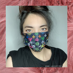 Black LV Luxury Designer 3-Ply Non-woven Protective Face Mask - Lashpire