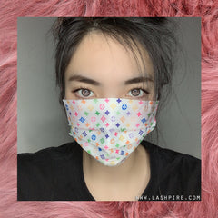 White LV Luxury Designer 3-Ply Non-woven Protective Face Mask - Lashpire