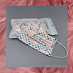 White LV Luxury Designer 3-Ply Non-woven Protective Face Mask - Lashpire