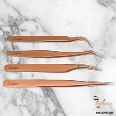 Tweezers Set of 4 (Rose Gold) - Lashpire
