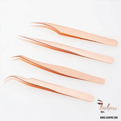 Tweezers Set of 4 (Rose Gold) - Lashpire