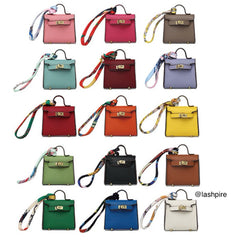 LASHPIRE® Designer Luxury Bag Charm Leather Mini Handbag Kelly H Bag Charm Pendant Car Keychain Earphone Makeup Miniature Bag