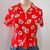 (BRAND NEW) Red Oriental Floral Collared Blouse