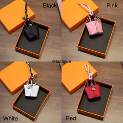LASHPIRE® Designer Luxury Bag Charm Leather Mini Handbag Lindy H Bag Charm Pendant Car Keychain Earphone Makeup Miniature Bag Vegetable Basket