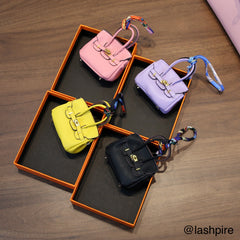 LASHPIRE® Designer Luxury Bag Charm Leather Mini Handbag BK Candy Birkin H Bag Charm Pendant Car Keychain Earphone Makeup Miniature Bag