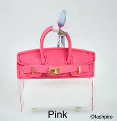 LASHPIRE® Designer Luxury Bag Charm Woven Leather Mini Handbag BK Transparent Candy Birkin H Bag Charm Pendant Car Keychain Earphone Makeup Miniature Bag