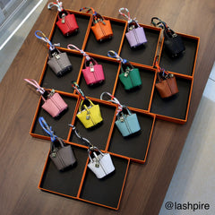 LASHPIRE® Designer Luxury Bag Charm Leather Mini Handbag Lindy H Bag Charm Pendant Car Keychain Earphone Makeup Miniature Bag Vegetable Basket