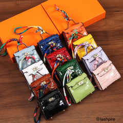 LASHPIRE® Designer Luxury Bag Charm Croc Leather Himalaya Mini Handbag Kelly H Bag Charm Pendant Car Keychain Earphone Makeup Miniature Bag