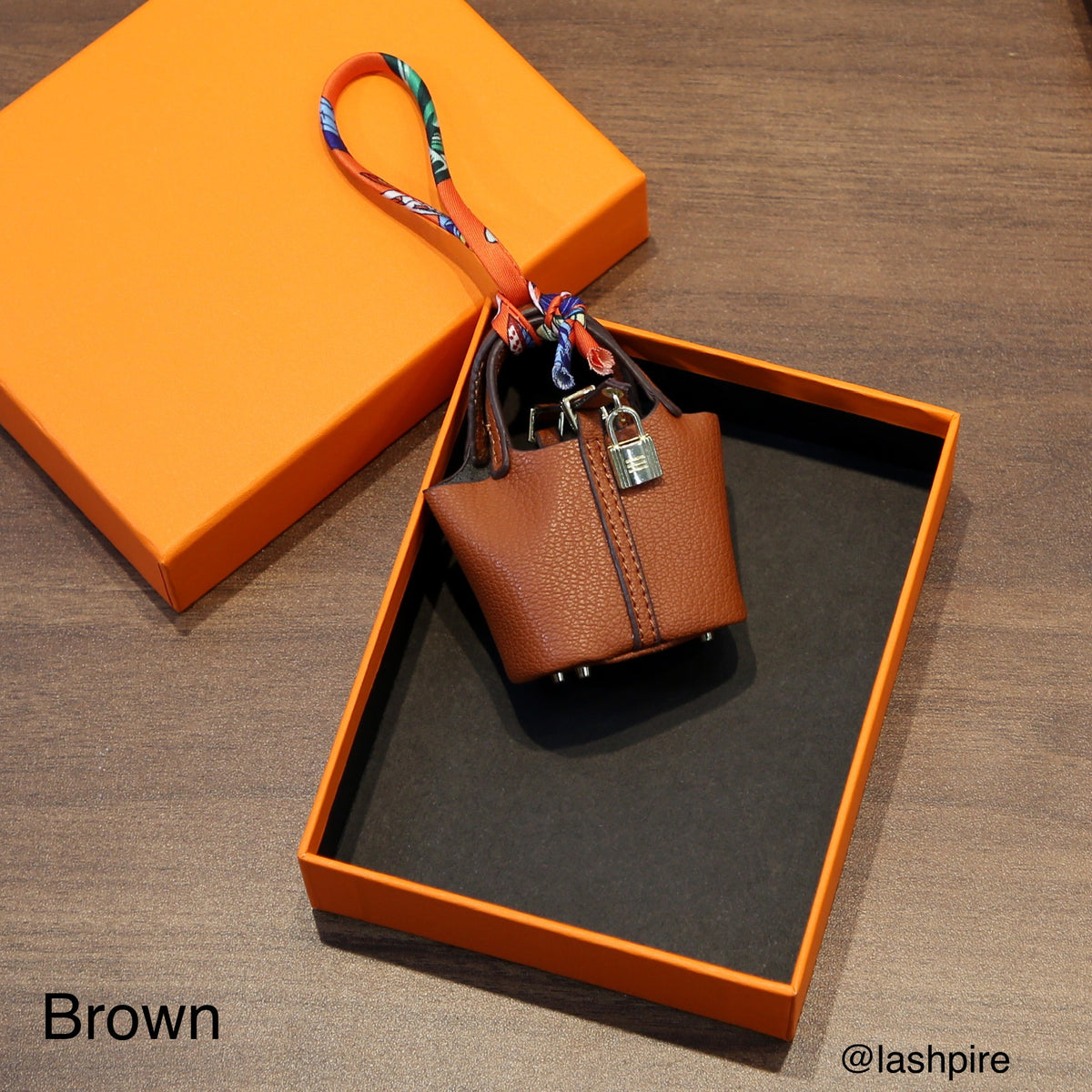 LASHPIRE® Designer Luxury Bag Charm Leather Mini Handbag Lindy H Bag Charm Pendant Car Keychain Earphone Makeup Miniature Bag Vegetable Basket