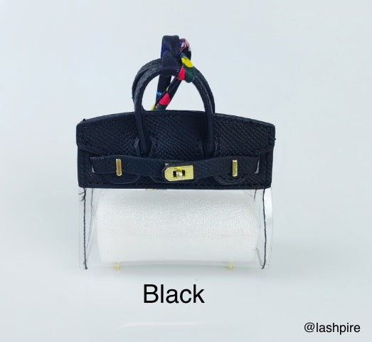LASHPIRE® Designer Luxury Bag Charm Woven Leather Mini Handbag BK Transparent Candy Birkin H Bag Charm Pendant Car Keychain Earphone Makeup Miniature Bag
