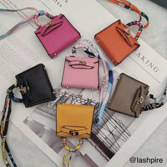 LASHPIRE® Designer Luxury Bag Charm Leather Mini Handbag Kelly H Bag Charm Pendant Car Keychain Earphone Makeup Miniature Bag