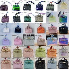 LASHPIRE® Assorted Designer Luxury Charm Leather Mini BK Handbag Exotic Birkin Bag Charm Pendant Car Keychain Earphone Miniature Bag