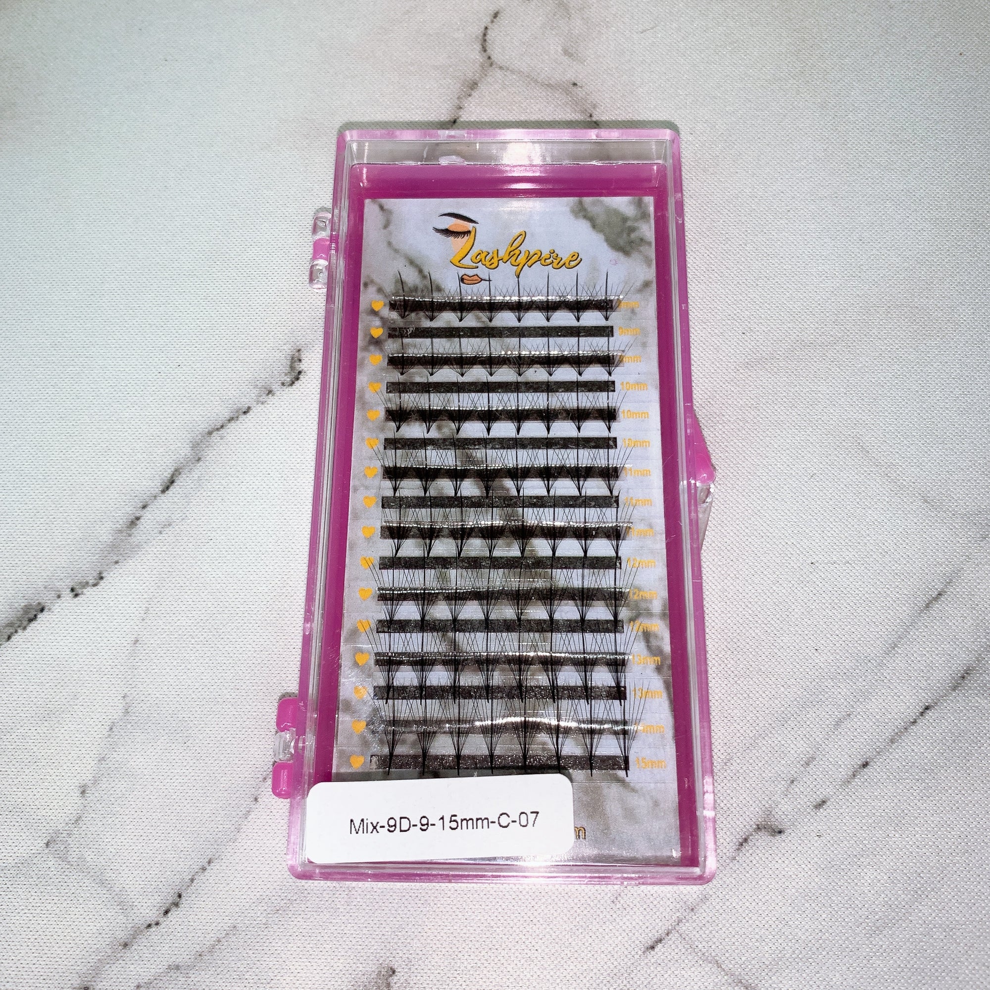 LASHPIRE® ECO COLLECTION 0.07mm MIX LENGTH Pro-made Ready made Katun Wispy 9D Premade Spikes Volume Fans Lash Tray