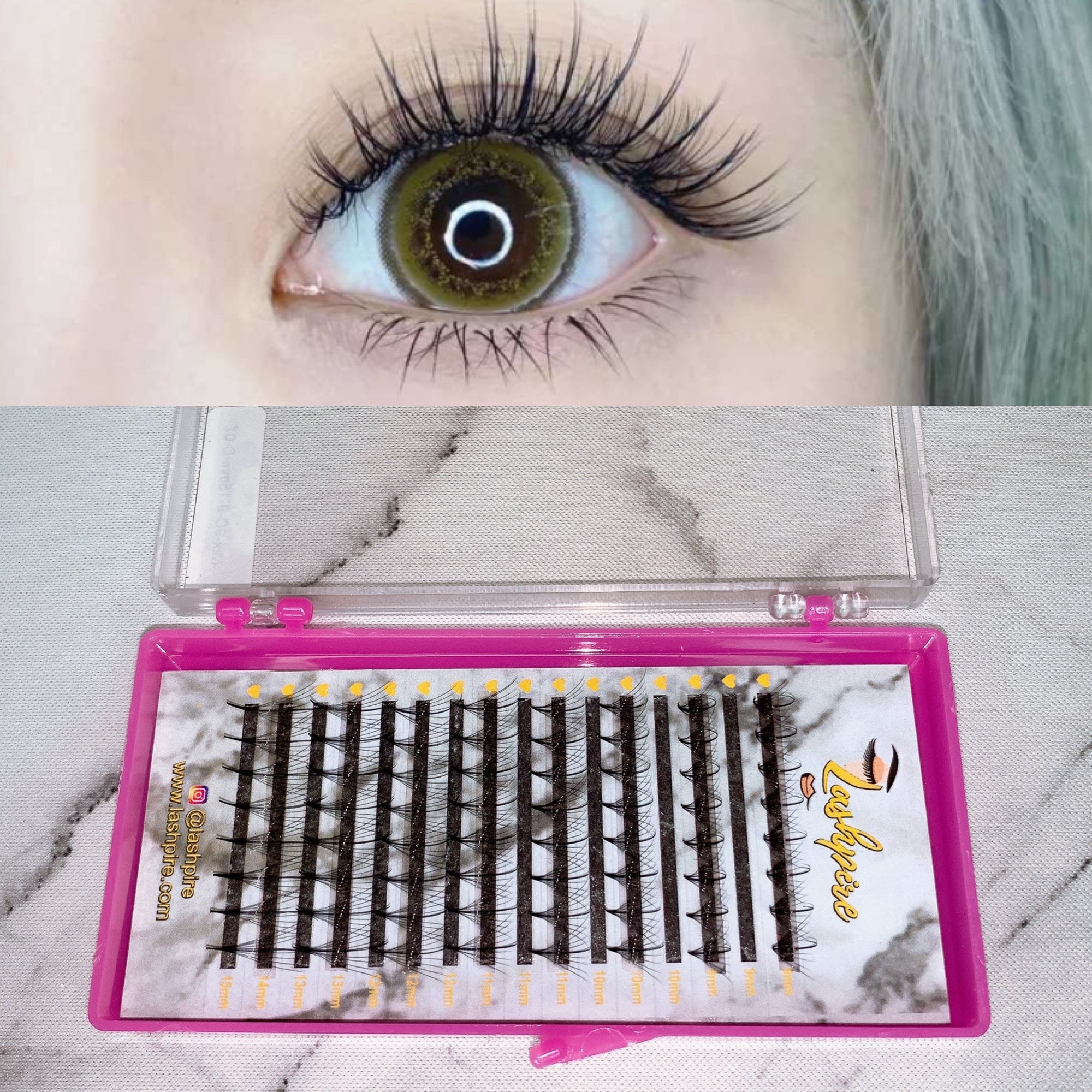 LASHPIRE® ECO COLLECTION 0.07mm MIX LENGTH Pro-made Ready made Katun Wispy 9D Premade Spikes Volume Fans Lash Tray