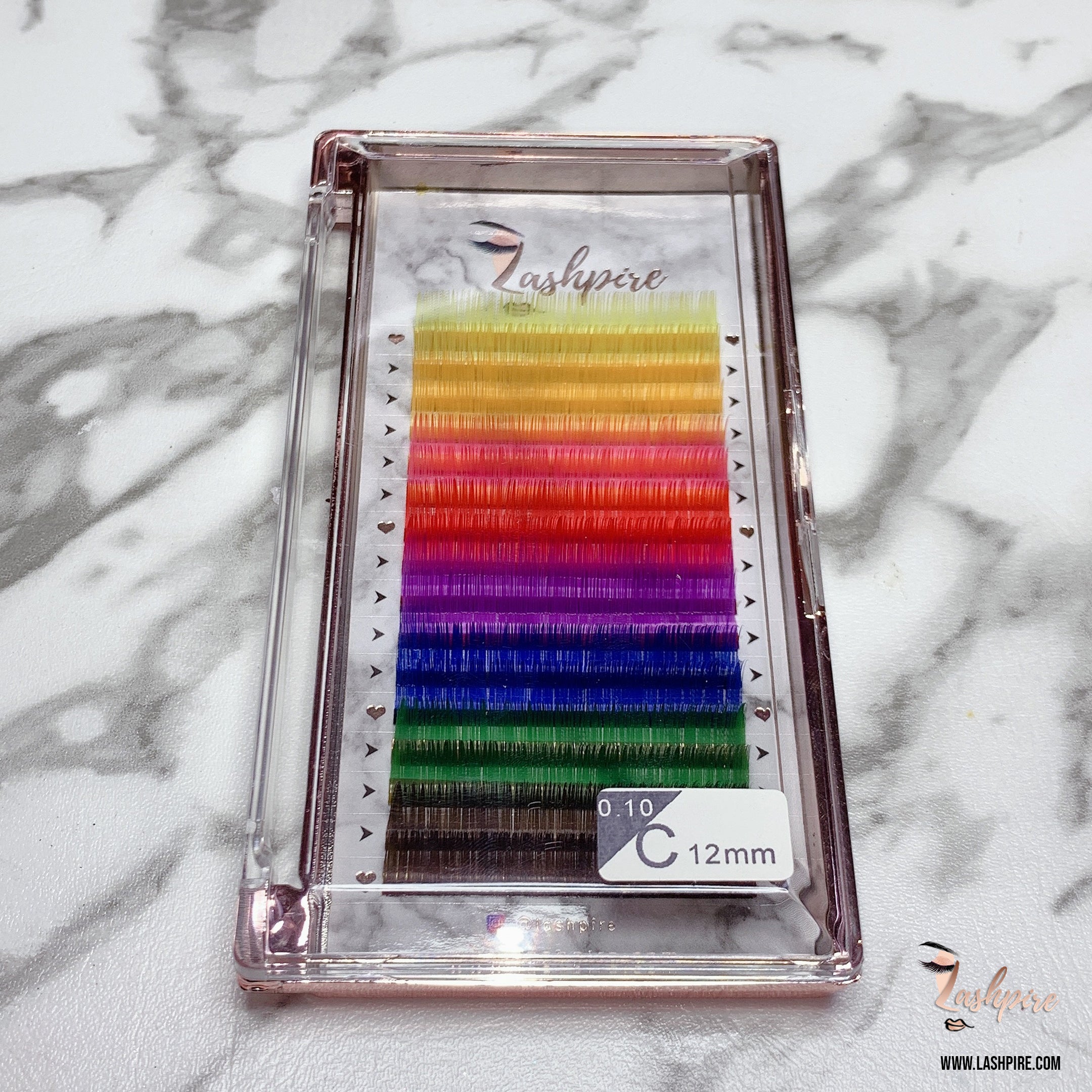 C CURL 0.07mm SINGLE LENGTH Rainbow Colorful Lash Tray - Lashpire