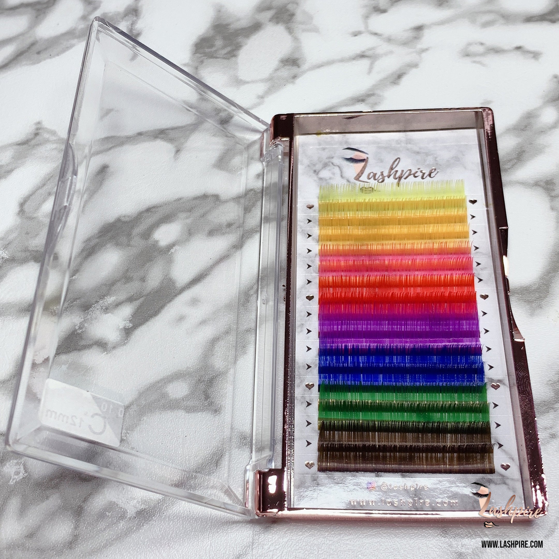 C CURL 0.07mm SINGLE LENGTH Rainbow Colorful Lash Tray - Lashpire